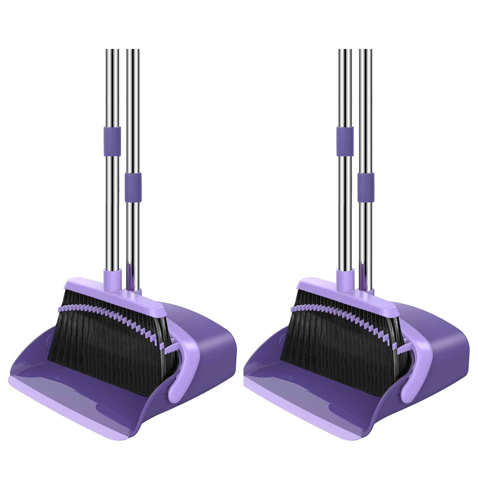 NACENA Besen- und Kehrschaufel-Set, 132,1 cm lang, Verstellbarer Griff, Besen, Kehrschaufel mit Kehrschaufelzähnen zur automatischen Haarreinigung, geeignet für Zuhause, Küche, Büro, Flur, Boden