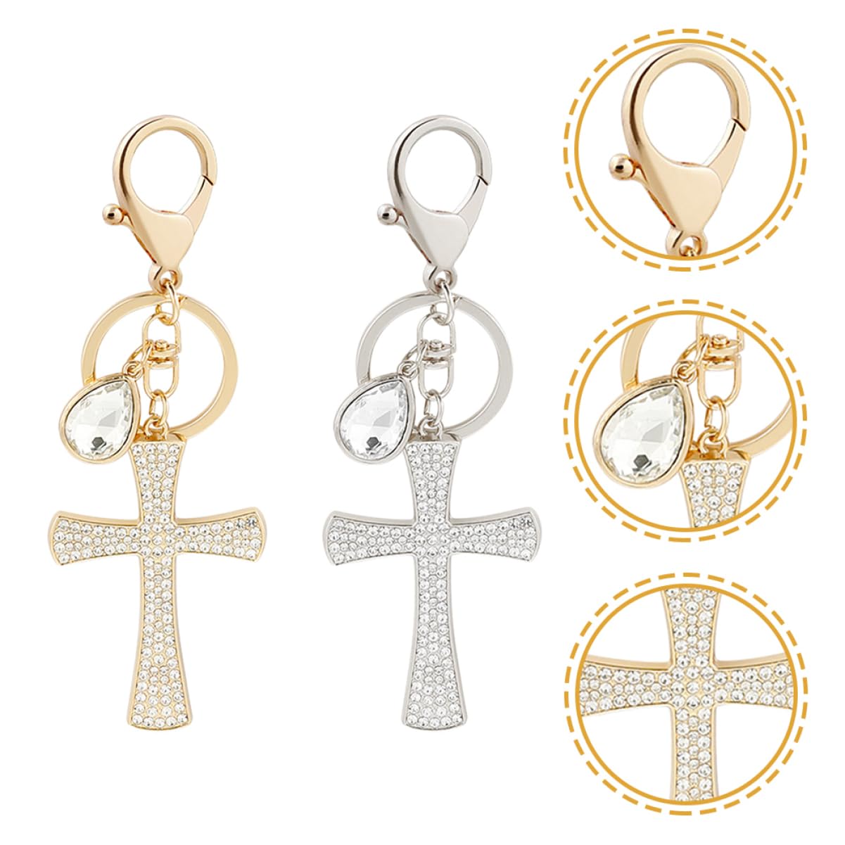 VALICLUD Portachiavi A Croce Portachiavi Per Auto Portachiavi Con Brillantini Ciondoli Con Strass Adesivi Per Auto Croce Per Auto Per Portachiavi Ciondoli A Croce Portachiavi Per Auto