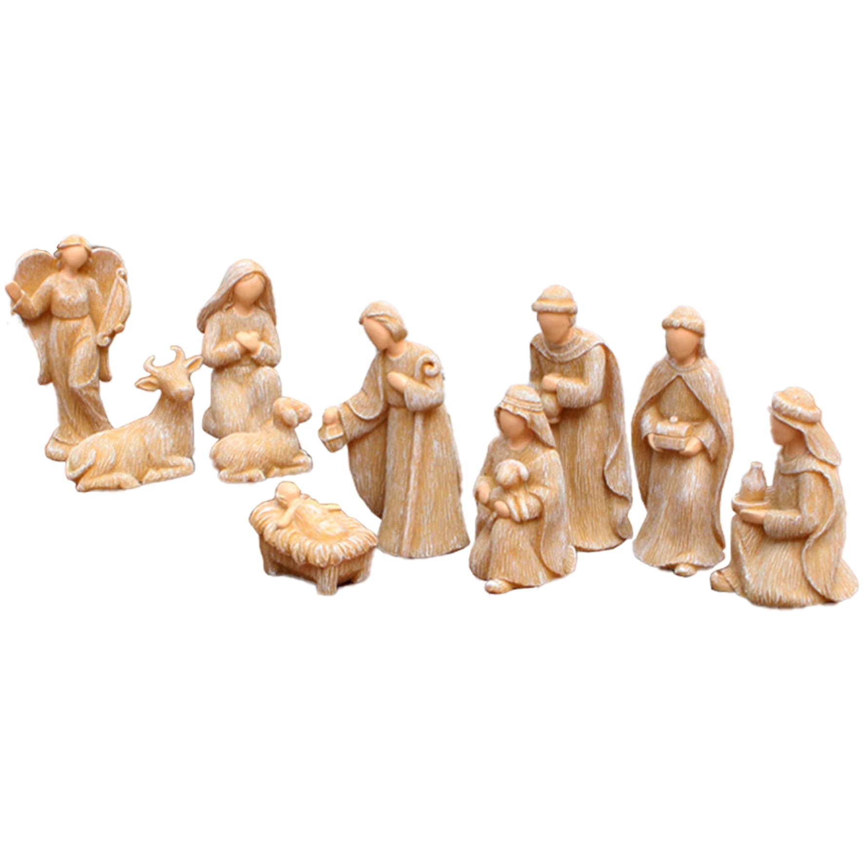 CAKEEYUM Nativity Set 10Pcs/Set Christmas Resin Religious Simulation Nativity Scene Christmas Decorations for Indoor Tabletop Party Scene