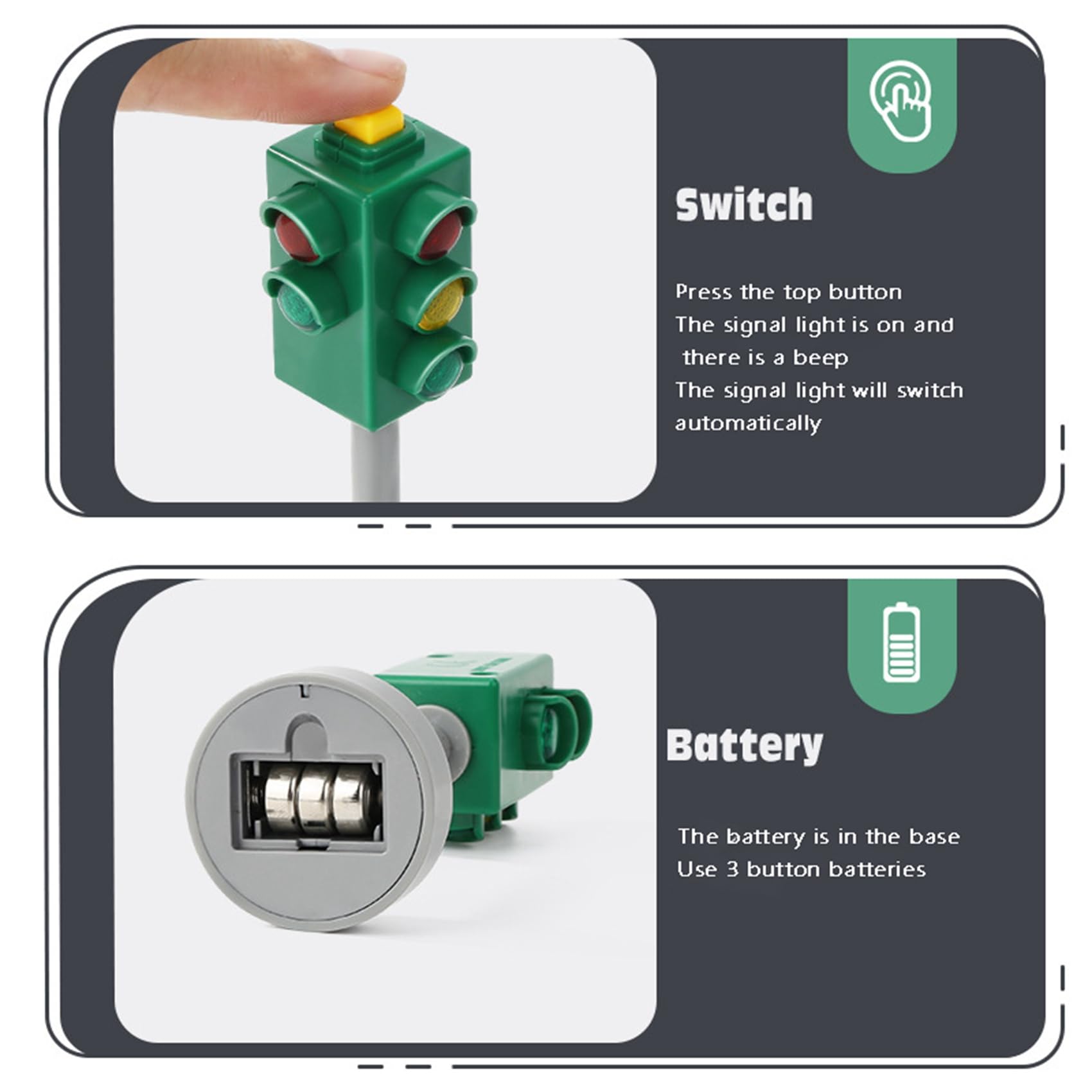 2X Mini Verkehrszeichen Straßen Laterne mit Sound LED Kinder Ampel Laterne Modell Kinder Ampel Spielzeug