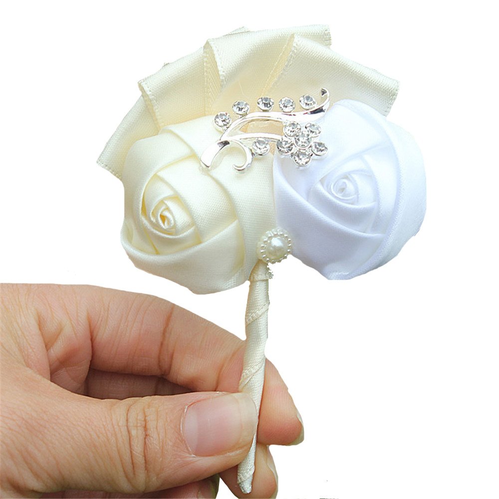 Florashop Men's Boutonniere Groom Boutonniere Bridegroom Boutineer for Wedding Prom Party Pack of 1