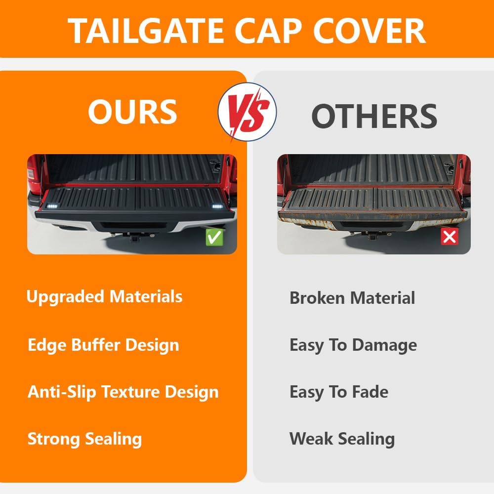 G-PLUS Replacement Tailgate Cap Protector Compatible with 2019-2021 Chevy Silverado 1500 GMC Sierra 1500 Rear Tailgate Molding Cap Spoiler Tailgate Molding Trim-GM1904116, 84493626