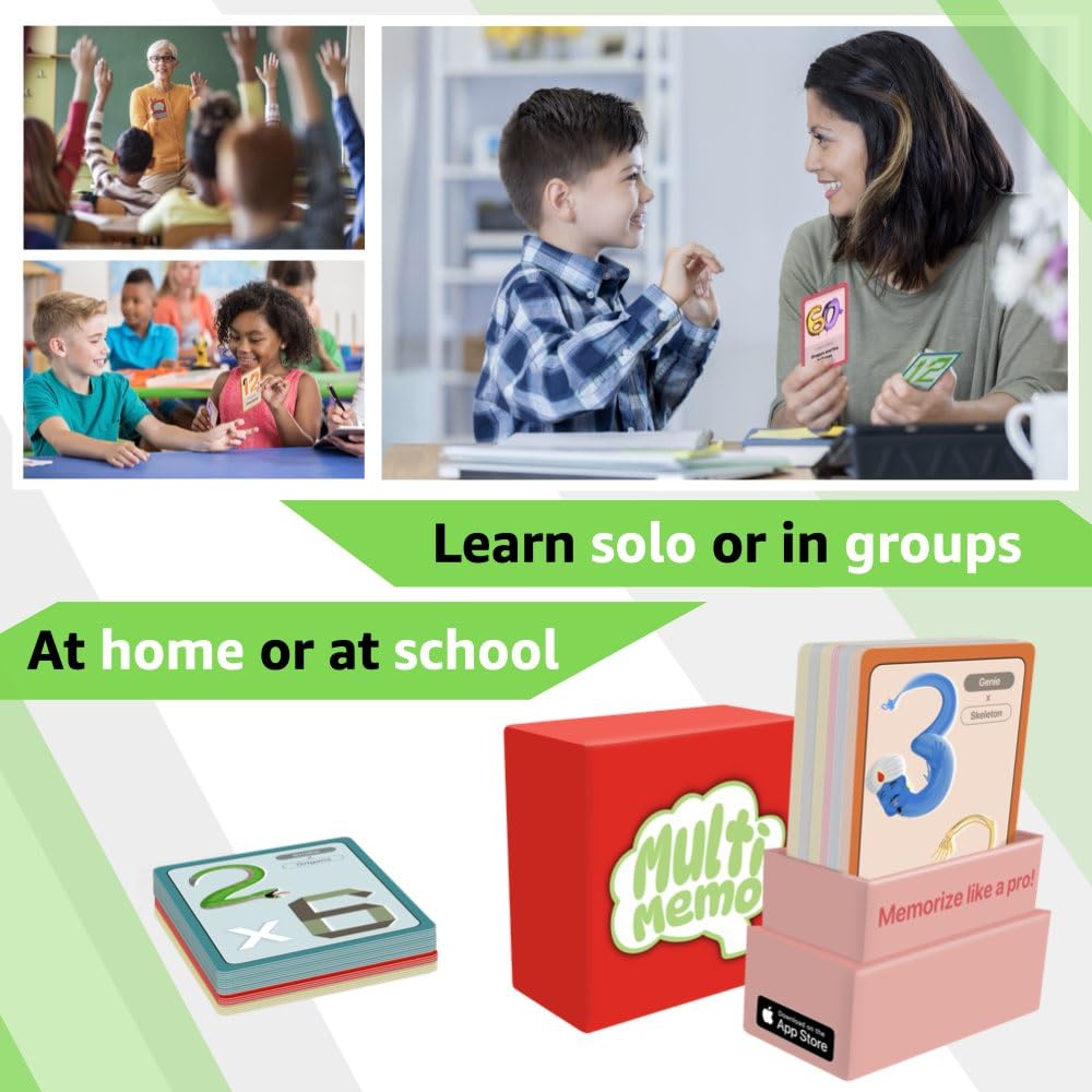 MULTI-MEMO Multiplication Tables Flash Cards - Fun & Easy Memorization Using Unique Image Tricks! Math Learning Game for Kids in 2nd, 3rd, 4th, 5th, and 6th Grade - Covers 2x2 to 12x12. - Image 5