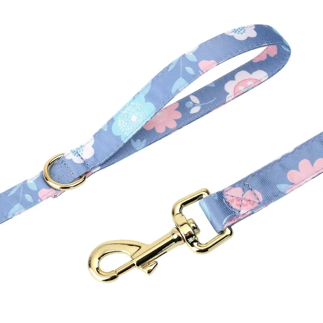 Beirui Cute Girl Ensemble de Colliers, Harnais et laisses pour Chien – Ensemble Collier et Laisse réglables avec Fleur – Harnais en Maille Douce pour Chiots et Chiens de Petite et Moyenne Taille
