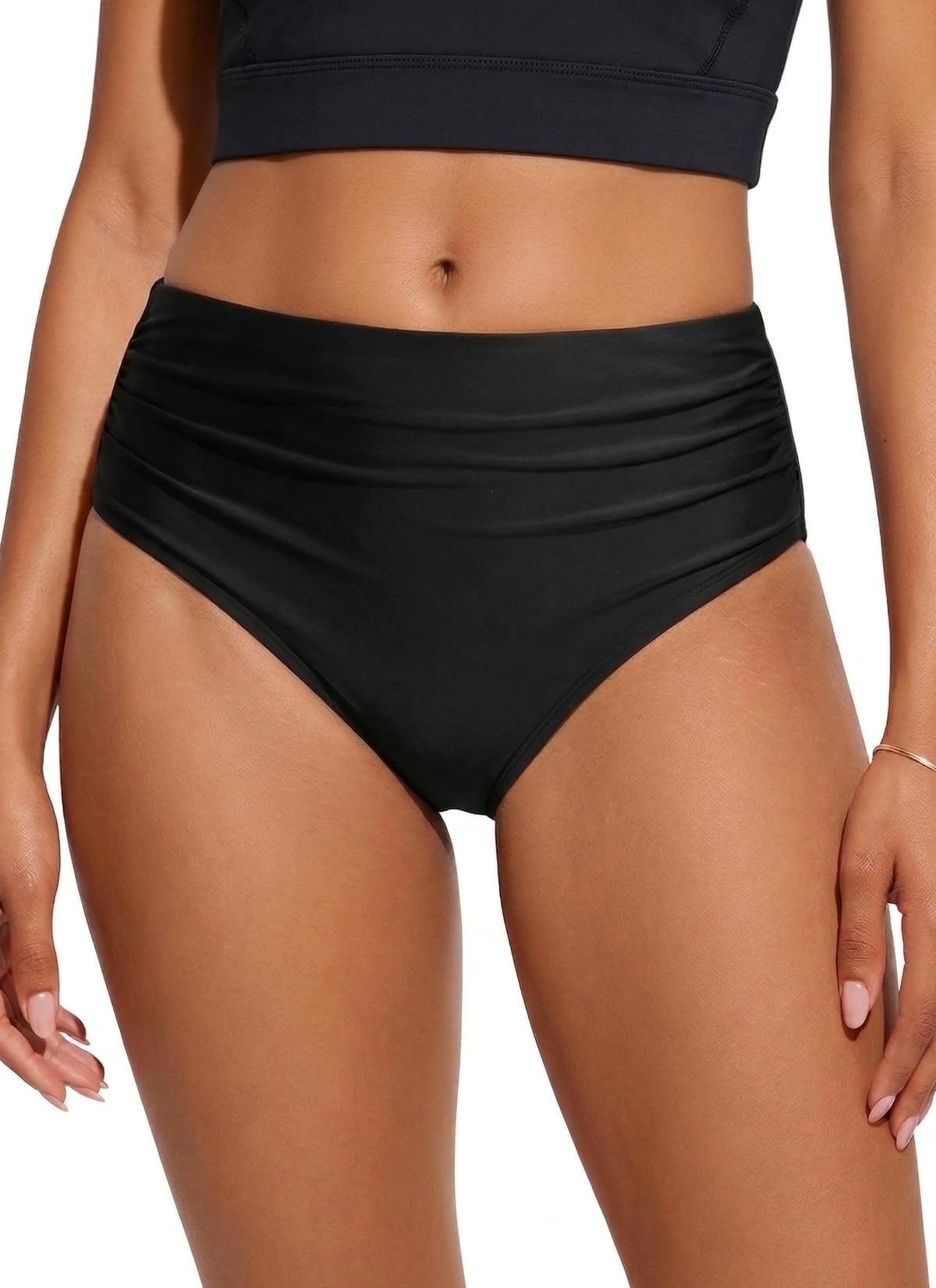 Full Coverage Bikini Bottoms - Mid Rise Bathing Suit Bottoms for Women Tummy Control Swimsuit Bottom-image-27