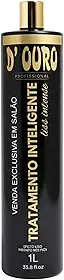 D'Ouro Profissional Tratamento Inteligente 1L – Alisamento Sem Formol, Redução de Volume, Brilho Intenso, Hidratação Profunda, Realinhamento Capilar Imediato, Uso Exclusivo em Salão, Efeito Liso Instantâneo para Todos os Tipos de Cabelo