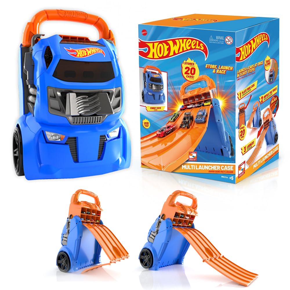 Hot Wheels Cefa Toys 2-in-1 Car Suitcase with Capacity for 20 Cars, 4 Different Tracks, Multicoloured (HWCC14)-image-26