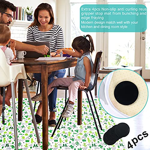 Paw Legend Washable Highchair Splat Floor Mat- Anti-Slip Silicone Spot Splash Mess Mat (53'' X 53'') - Food Catcher Art Craft Leak Proof Mat, Cactus