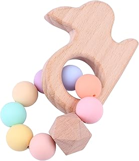 TOYANDONA 1Pc Mordedor Pulseira Brinquedo Para O Bebê Dentição Brinquedo Seguro Haste Molar Mordendo Brinquedo Do Bebê Mordendo Brinquedo Moedor De Madeira Desenhos Animados Haste Molar