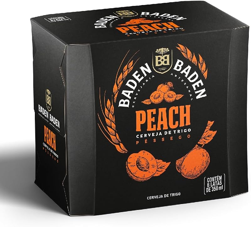 Baden Baden Cerveja Peach, Pack 6 Latas 350ml