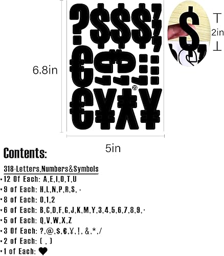 Vista 144 de Calcomanías de letras, 300 piezas, 30 hojas, vinilo autoadhesivo, impermeable, números de buzón, alfabeto para buzón, ventana, puerta, letrero, Negro