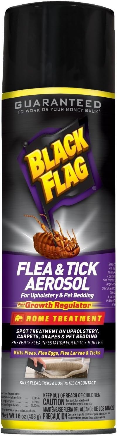 Black Flag HG-11094 Flea & Tick Killer for Upholstery & Pet Bedding Aerosol Spray, 16 oz 11094 11094