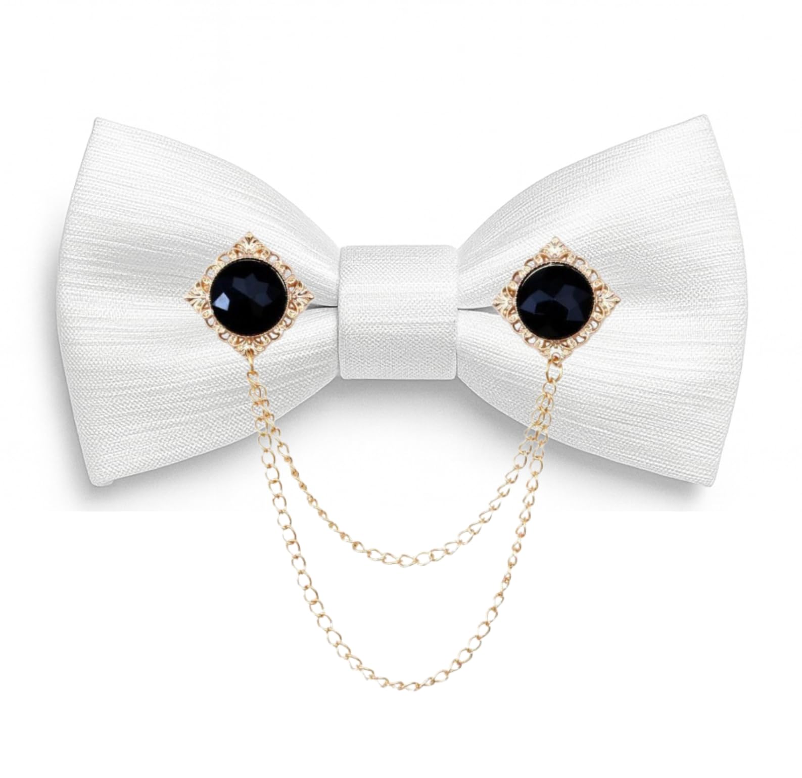 random stripe Men's Premium Satin Bow Tie with Royal Gemstone Brooch – 12 Colors Elegant Combo for Party, Wedding & Formal-picture-22