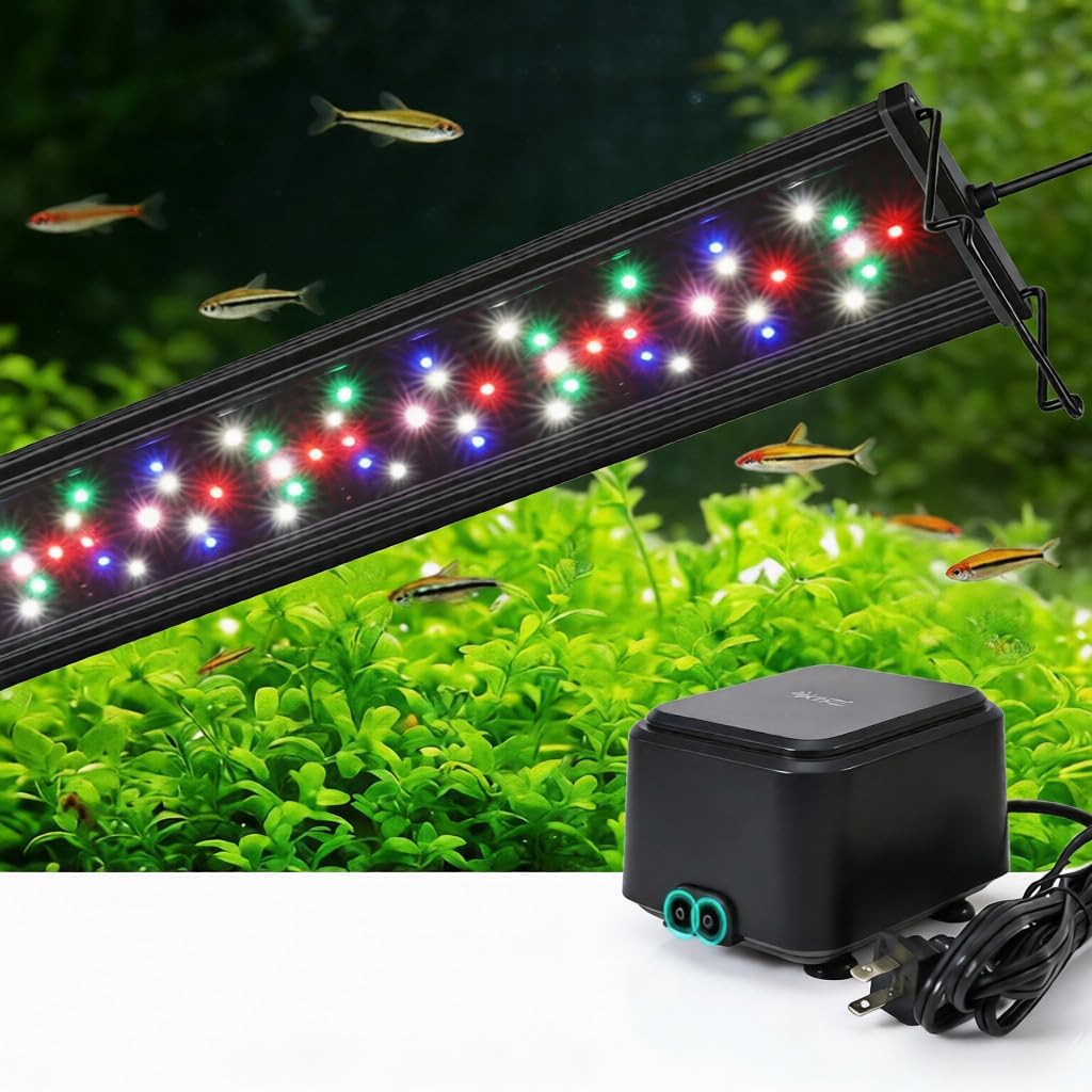hygger Quiet Aquarium Air Pump and New Mode 24/7 Timer LED Aquarium Light
