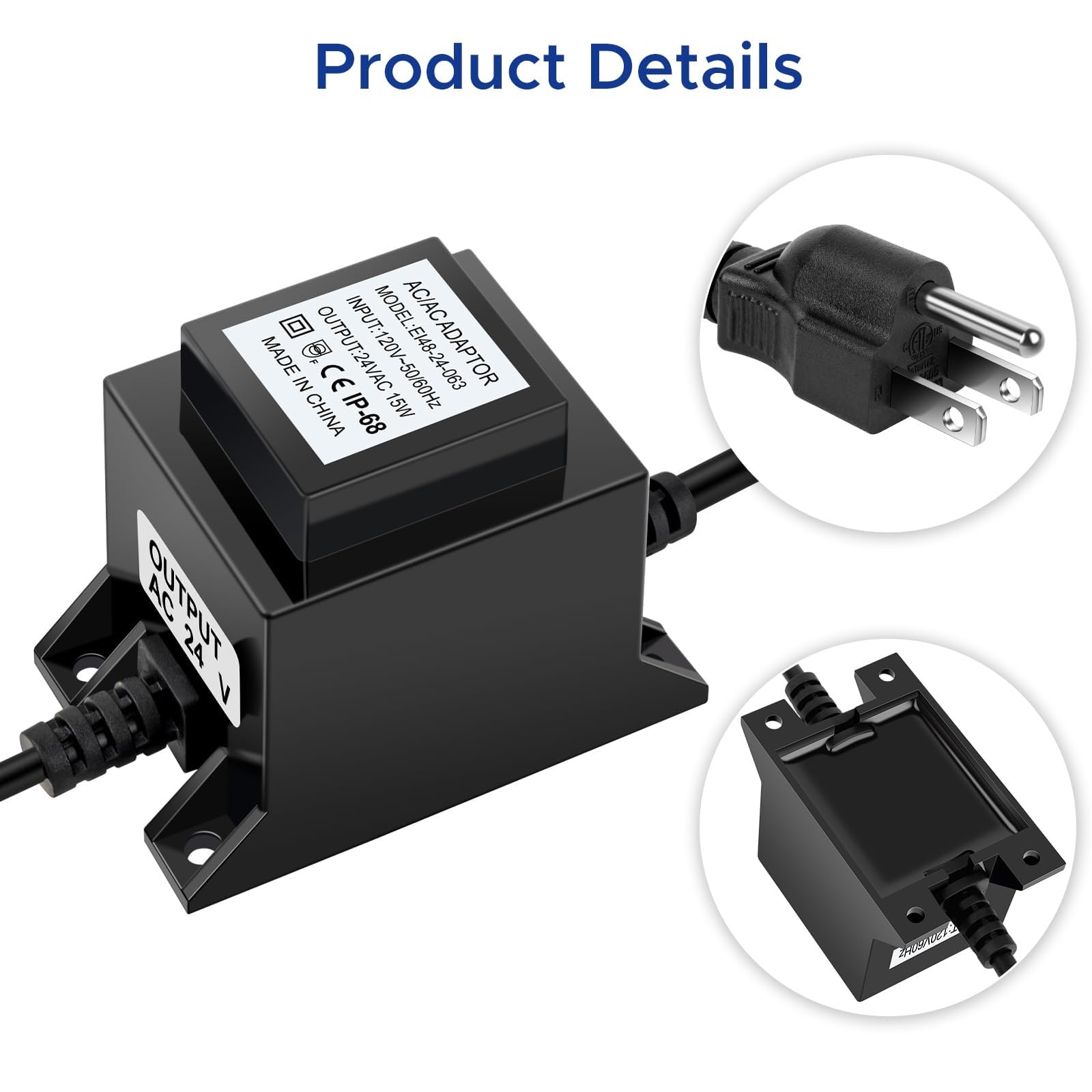 Transformateur Basse Tension IP68 pour Éclairage Paysager, Transformateur Basse Tension 220V CA vers 12V/24V CA, Convertisseur d'alimentation Étanche, pour Éclairage Piscine(60W)
