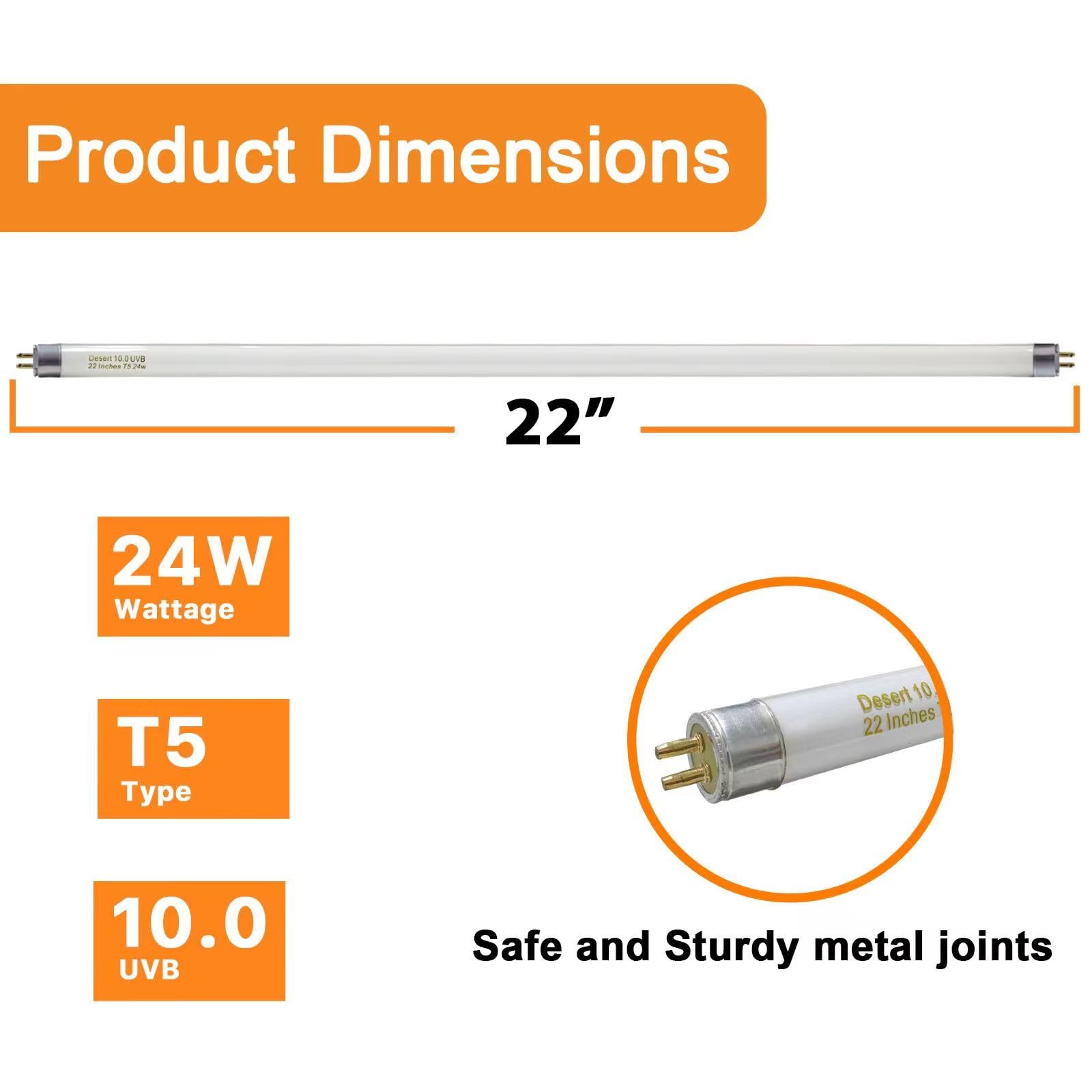 Celiwace 22 Inches T5 10.0 UVB Bulb Desert Reptile UVB Lamps 24W Reptile UVB Light for Desert Reptile Lizards Bearded Dragons 3 Pack