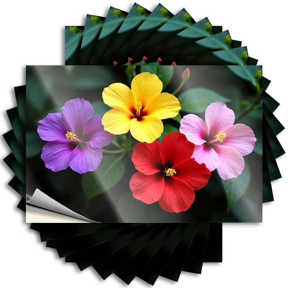 Funny Kitchen Decor Decal Vintage Laminated Door Peel and Stick - Four Colorful Flowers in Bloom. / Bar Signs for Man Cave(8X12CM-10Pcs)
