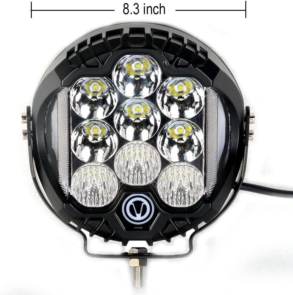 9 Inch LED Light Pods Side Shooter Round Light Bar, White/Amber Fog Light Spot Beam Offroad Flashing Driving Lights for Utv ATV 4x4 Truck Boat Motorcycle