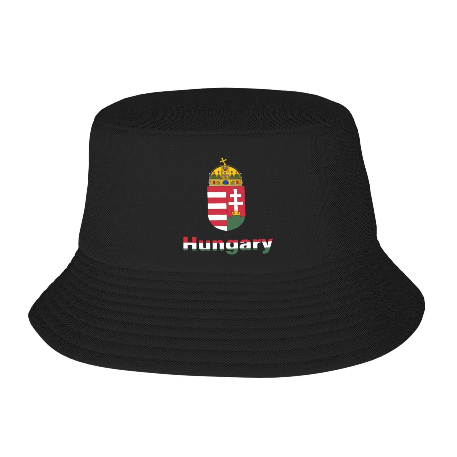 Hlbsdm Unisex As Pic Text National Emblem Hungary Hungarian Bucket Hat Black Fisherman Fishing Fisher Cap Vintage Packable Funny Travel Summer Beach Sun Hat For Men Women