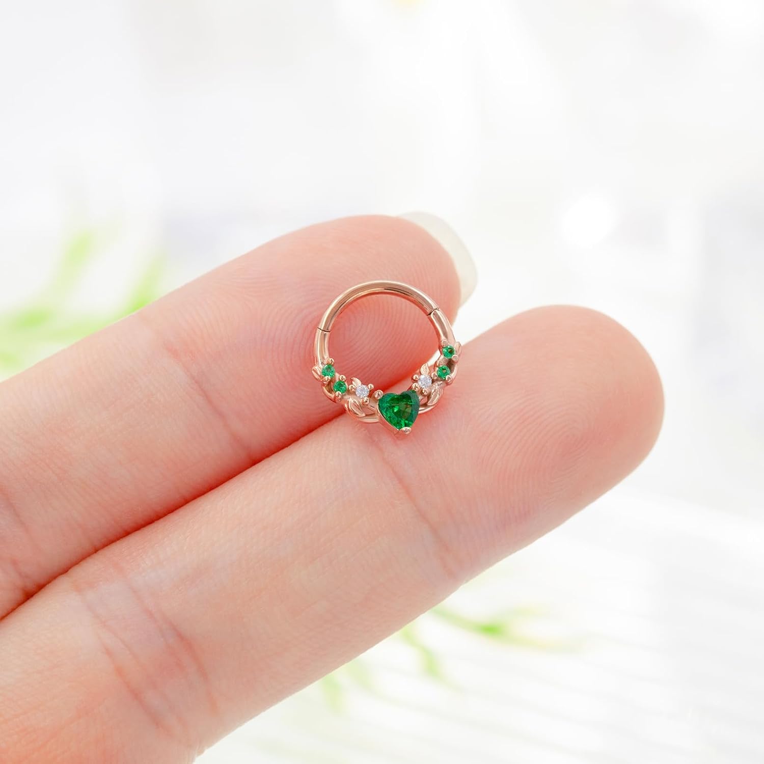 Septum Nose Rings Hoops for Women, 316L Surgical Steel 16G Leaf Cartilage Earrings, Tragus Helix Rook Daith Piercing Jewelry - Image 6