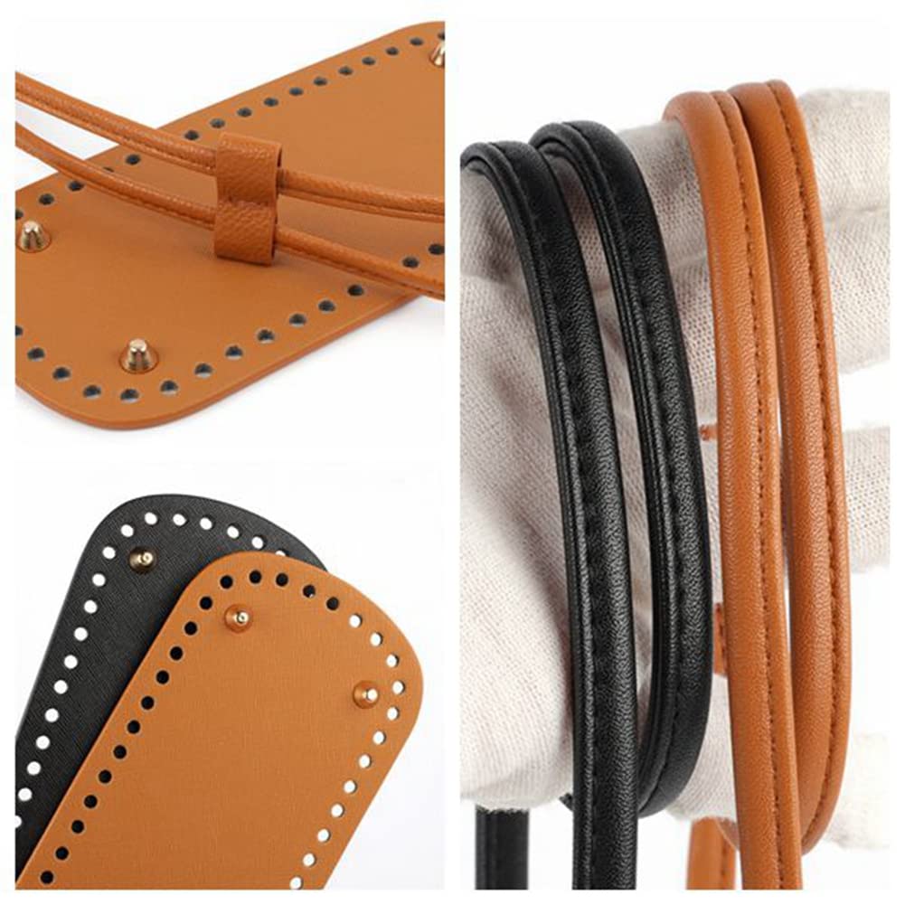 Lerder Kit Fondo Borsa Uncinetto – Base Ovale In PU, Tracolla E Cordino In Pelle, Fai Da Te, Colore Bianco - 2