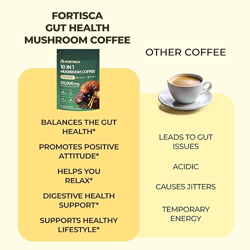 Miniatura 6 de Café de hongos con 10 hongos adaptogénicos (melena de león, cordyceps, cola de pavo y otros) mezclados, café instantáneo probiótico Ashwagandha para