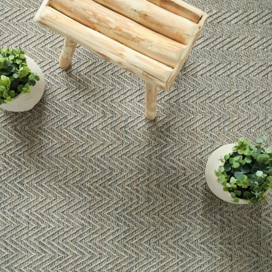 Decoweb Moquette Tissé Plat - Java Chevron - Gris grège - Rouleau de 4m x 3.00m
