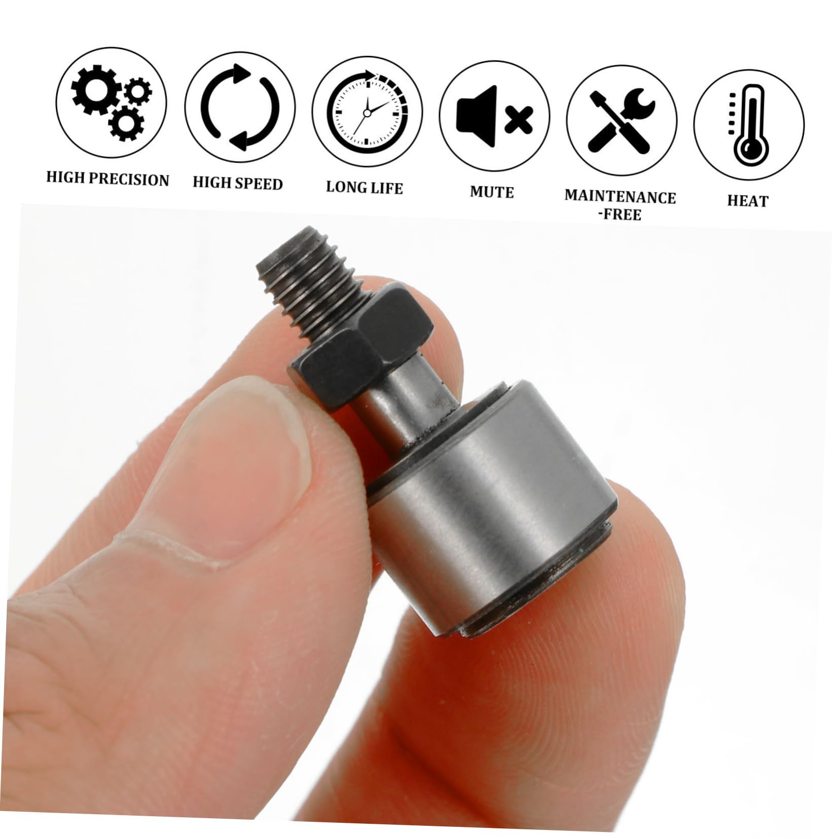 KICHOUSE Professional 4pcs Bolt-Type Needle Roller Bearings Steel Cam Follower for Pumps Compressors