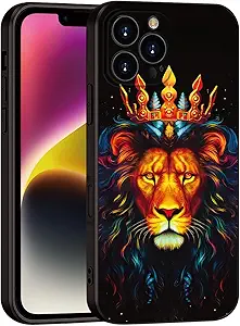 Printed with Lion for iPhone 16 pro max case, Elegant Crowned Lion Design on Soft Silicone Protective Case - A Touch of Noble Grandeur and Exudes Royal Majesty (A2- Lions Animal)