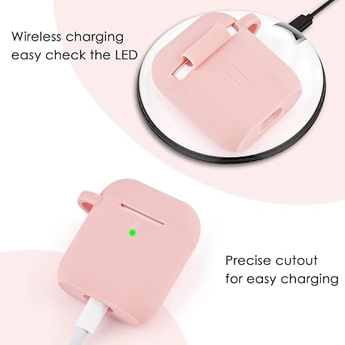 Vista 53 de Filoto Compatible con Airpod, bonita funda para Apple Airpod 2/1 para mujeres y niñas, funda protectora de silicona con llavero y pulsera