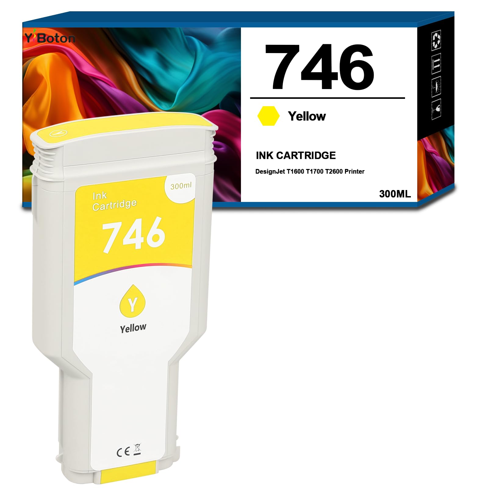 746 Yellow Ink Cartridge (P2V83A) High Capacity Compatible Ink Cartridge for 746 Z6 &amp; Z9+ Large Format Plotter Printer,300-ml