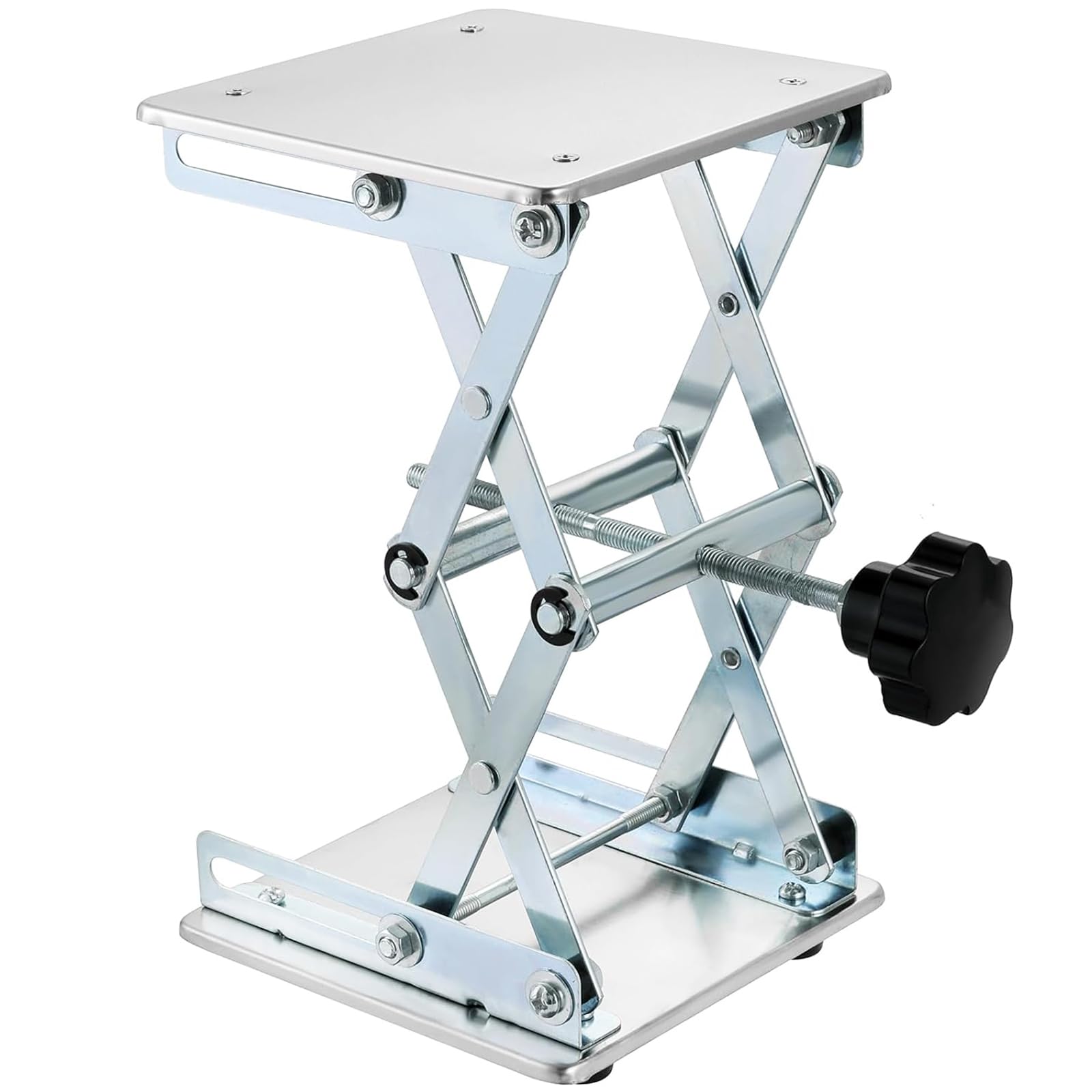 DASBET Sollevatore a forbice da laboratorio in acciaio inox, 150 x 150 mm, piattaforma di sollevamento regolabile da laboratorio, supporto espandibile da laboratorio, capacità di carico 10 kg, gamma