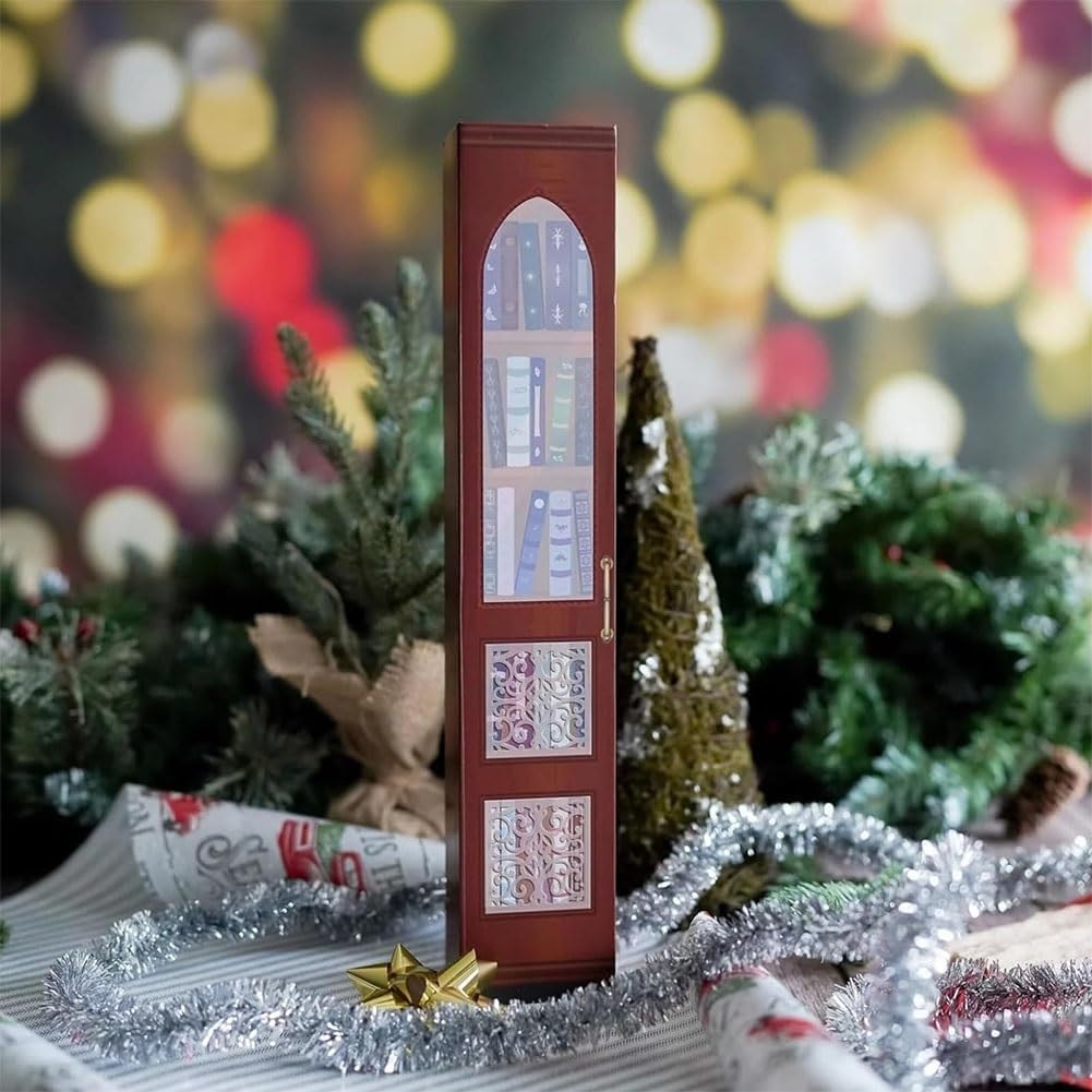 Calendario de Adviento de 2025 con adornos de libros pequeños, calendarios de Adviento para amantes de los libros con regalo de 24 libros, calendario de cuenta regresiva de libros de Navidad