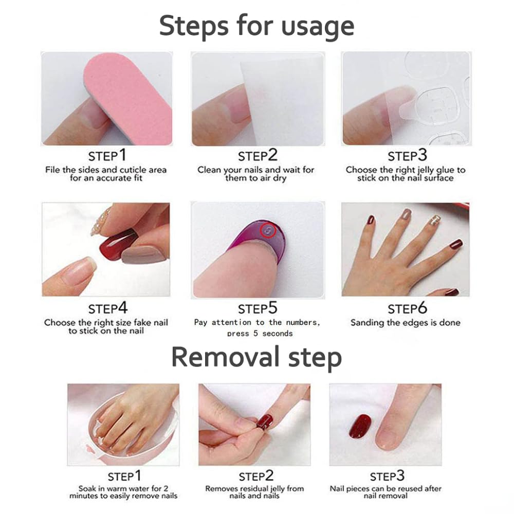 10 piezas de uñas postizas hechas a mano con diseño de almendras, kit de uñas para mujer, uñas postizas 3D, tamaño mediano