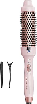 Wavytalk Thermal Brush 38mm Ionic Blowout Express Heated Hot Brush | Thermal Round Brush for Hair Styling, Heated Curling Iron Create Natural Curls, Dual Voltage and UK Plug, Pink