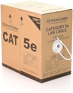 PrimeCables Cat5e 1000FT Bulk Ethernet Cable 24AWG Solid CCA 4P Cat5e UTP Solid Ethernet Cable, in-Wall Rated (CL2) - White