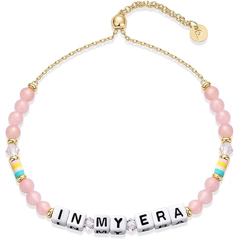 PAVOI 14K Gold Plated Colored Mantra Evil Eye Beaded Gemstone Bracelets for Women | Adjustable Friendship Beaded Bracelets with Words | I Am Enough Fearless Breathe Good Energy In My Era Grateful You Got This Affirmation Bracelet