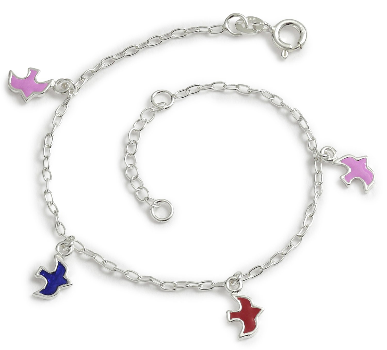 Pulsera infantil con colgantes Paloma Plata en caja de regalo 255