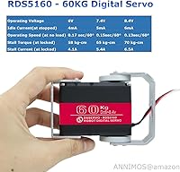 Vista 3 de Servomotor de Robot de 60 kg de Alto Par con Engranaje de Acero Inoxidable Digital de Dirección Servos Grandes con Soportes de Montaje