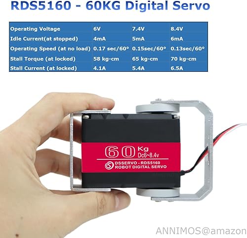 Miniatura 3 de 132.3 lbs Robot Servo Motor Alto Torque de Acero Inoxidable Engranaje Digital Dirección Servos Grandes con Soportes de Montaje