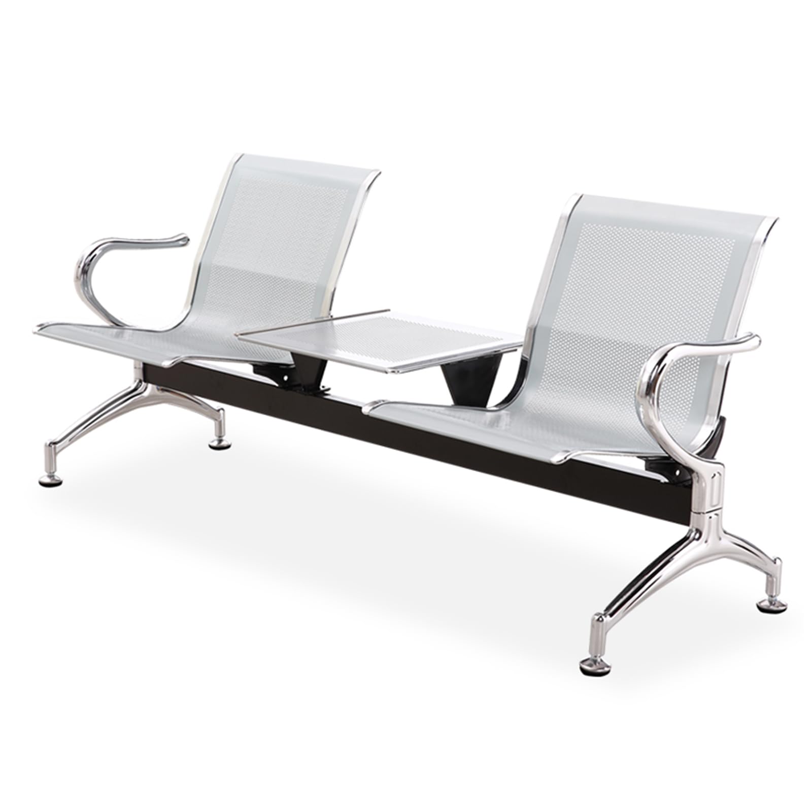 SnamicE Airport Reception Bench with Table, Office Guest Chair with Armrest and Backrest, Waiting Room Reception Chair for Lobby Bank Business,1 Seat,2 Seat