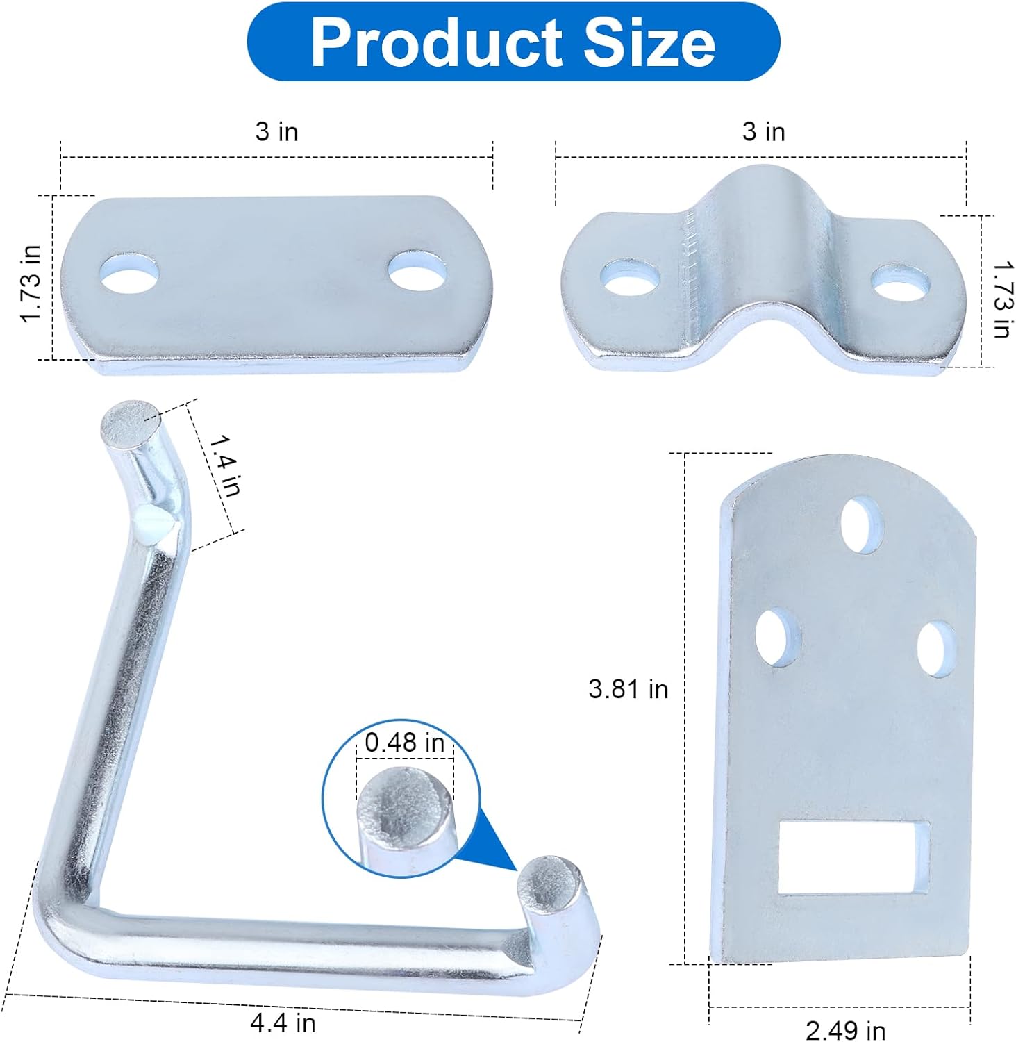 Stake Bed Latches Bracket Set, Straight Side Gate Latch for Utility Trailers, Stake Gates, Carports, Wooden Safety Racks, Trucks and Trailers - Heavy Duty Galvanized Steel (2 Pack)