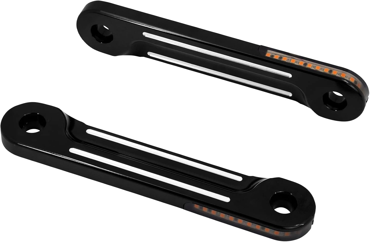Motorcycle Front LED Flush Fork Turn Signals Brackets For Harley Touring Street Glide Road King 1998-2023 (Color: Chrome)
