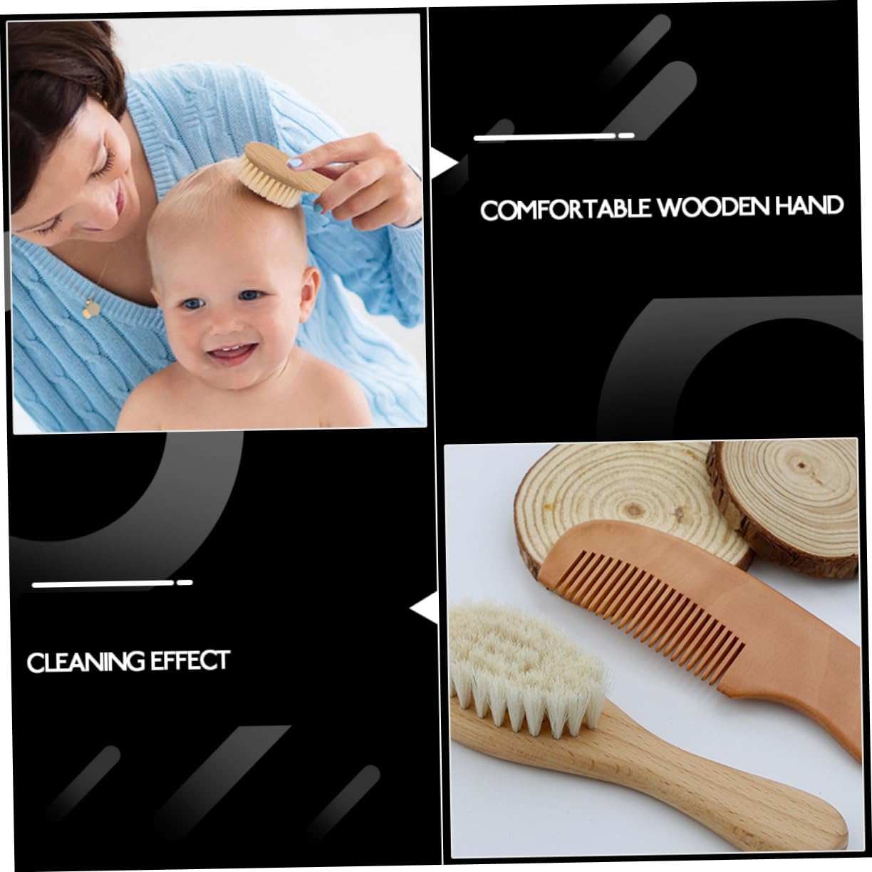Mikinona 1 Set Shampoo Bath Brush for Cap Brush Hair Body Cleaning Tool Wood Comb