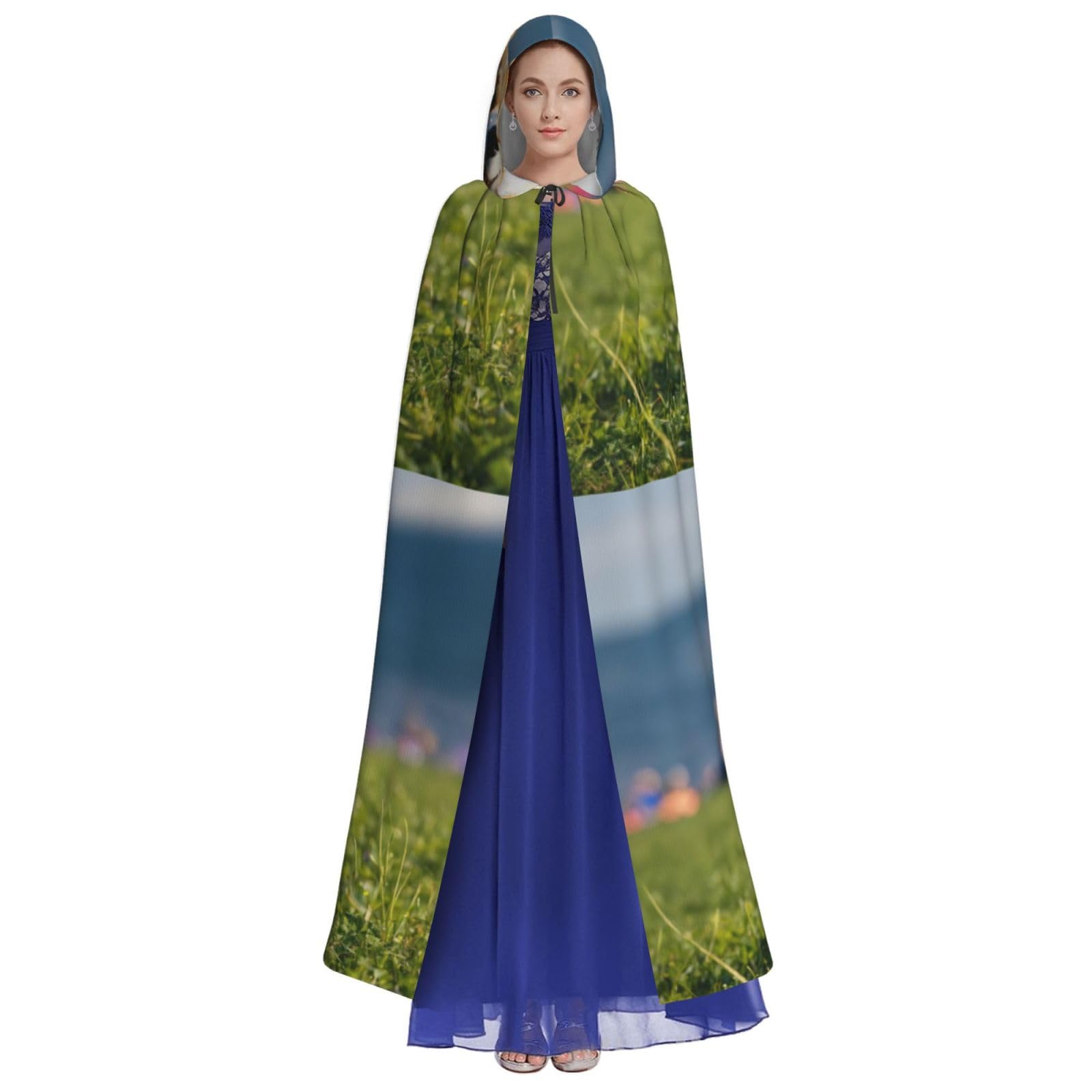 LIXLZH Cute Corgi Print Hooded Cloak Universal Adult Cape Witch Costume Halloween Costumes Carnival Cloak