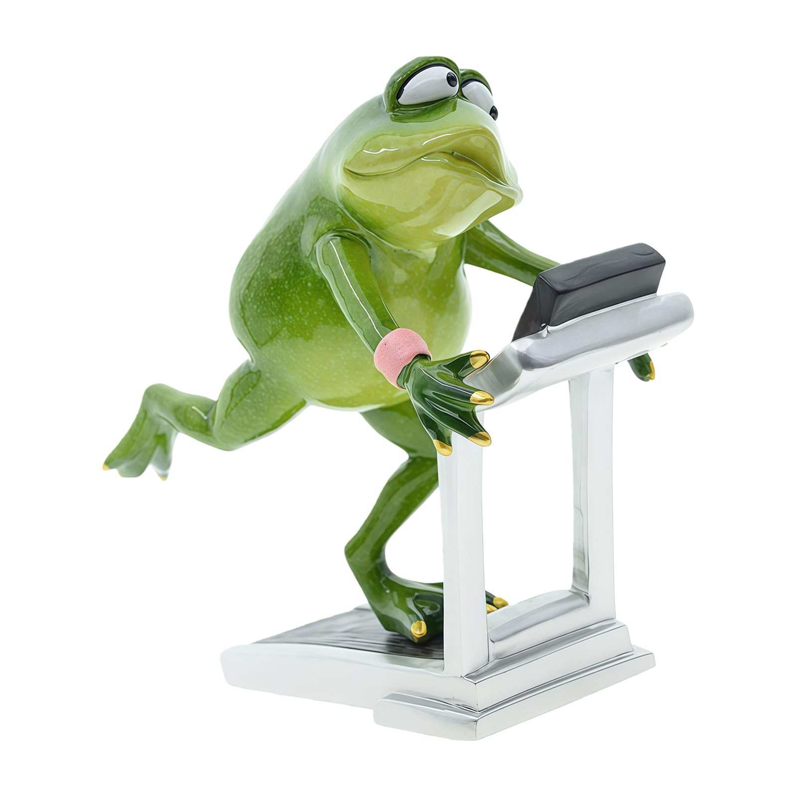 Lerpwige Resin Running Bathing Frogs Miniature Figurine Garden Potted Plant Ornament for Home Offices Desktop Shelf Decoration Resin Garden Ornament
