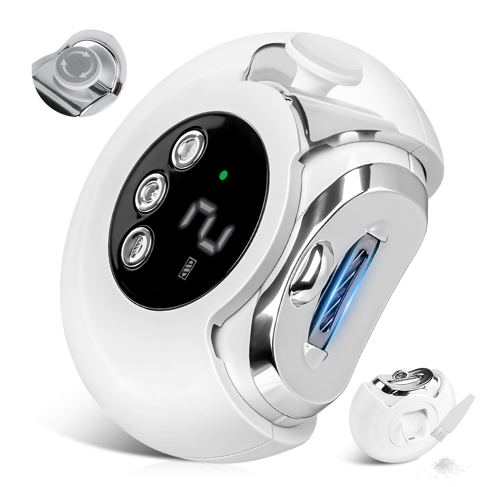 【家電批評ベストバイ受賞&厚爪対応】YAMOOCO 電動爪切り 爪磨き機 3 段階変速 飛び散り防止 LED ライト搭載 低騒音 長時間駆動 Type-C 充電 回転収納 高齢者 家庭・旅行兼用(パールホワイト)