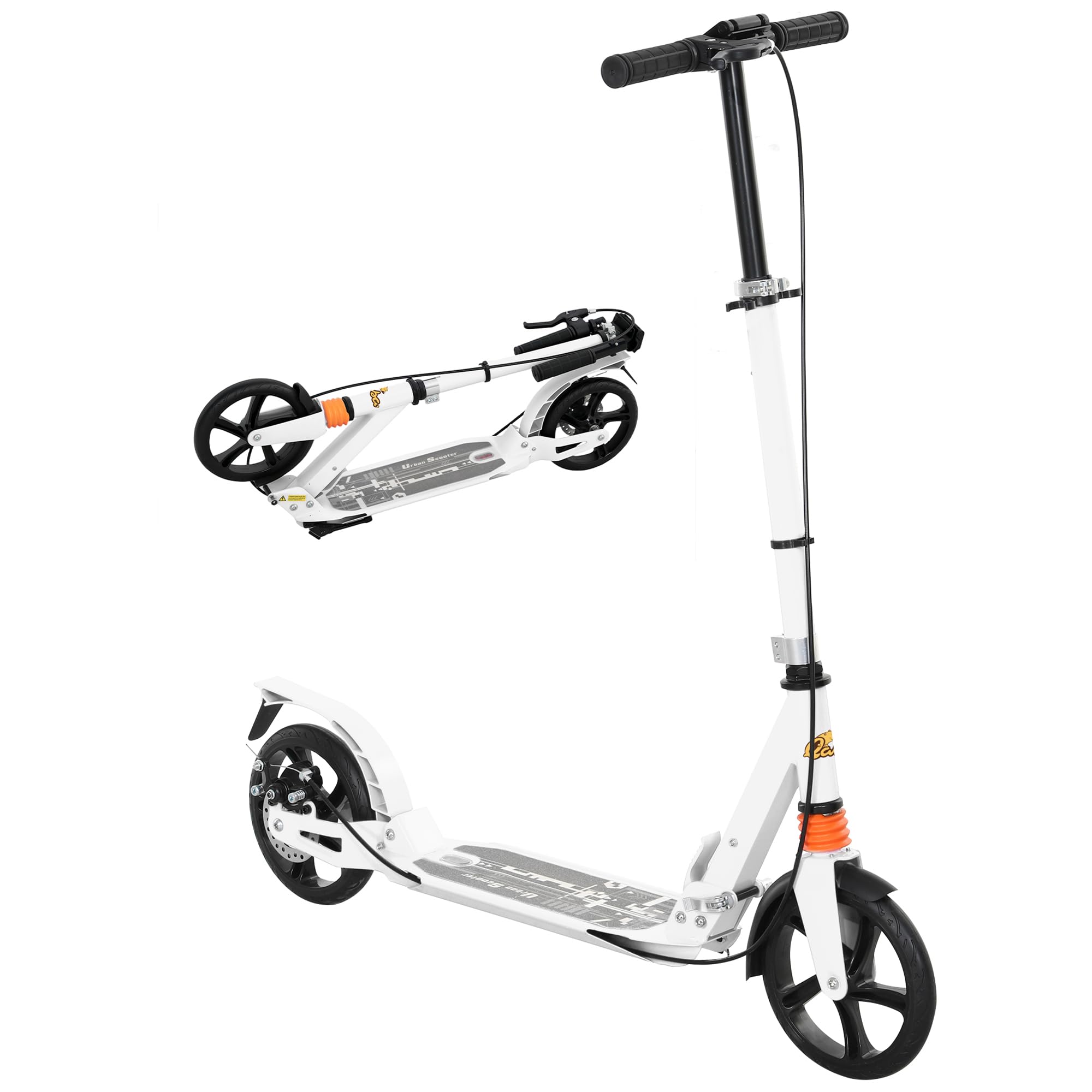 Qaba Scooter for Kids Ages 6-12, Foldable Kick Scooter with 4 Adjustable Heights, Double Brakes, Shock Absorption, 2-Wheel Scooter for Boys & Girls