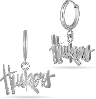 Stone Armory Earrings for University of Nebraska Jewelry Gifts for Women, Graduation Stainless Steel Skin-Friendly Nebraska Cornhuskers Earrings Husker Hoops