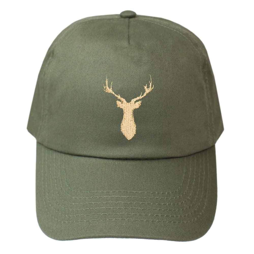 TeddyT's Men's Stag Baseball Cap Sun Hat (Khaki Green)